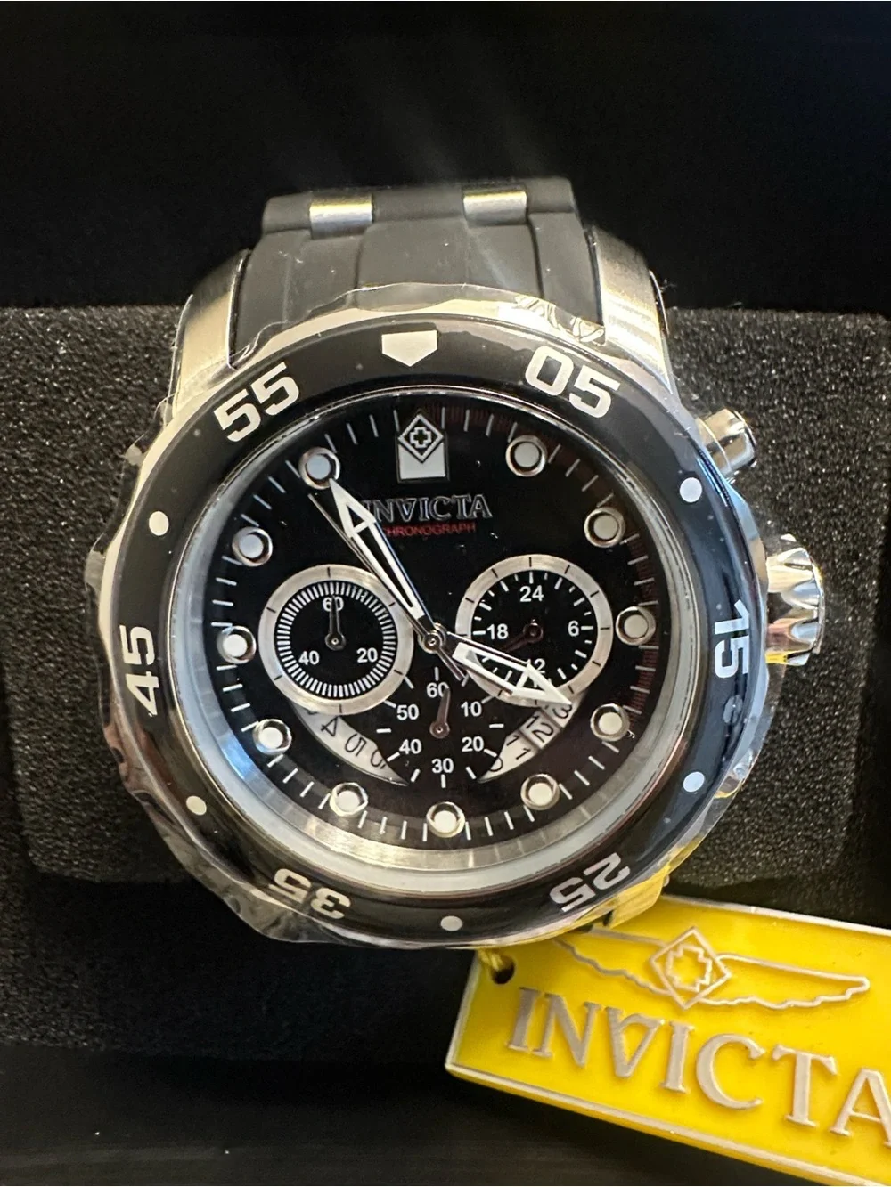 Invicta Black and Silver Chronograph Dive Watch